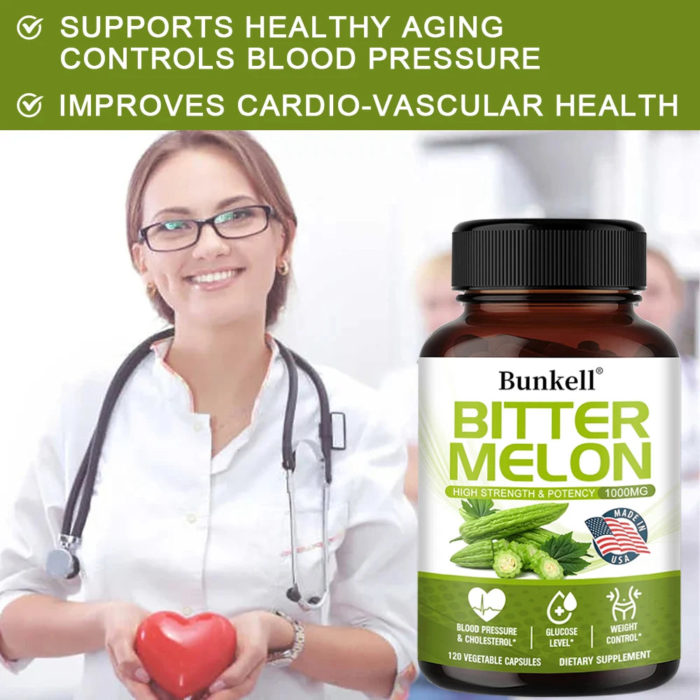 Natural Bitter Melon Extract Capsules 1000mg, Plant Supplement, Support Weight Management, Metabolic Health &amp; Daily Body Balance