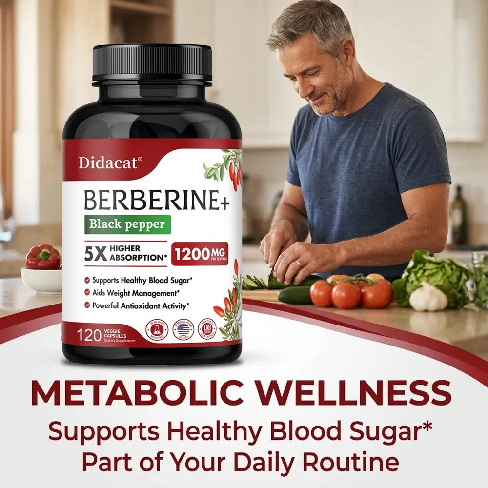 1200 MG Premium Berberine Supplement Capsules Supports Immune System, CardiovascularHeart &amp; Gastrointestinal Wellness
