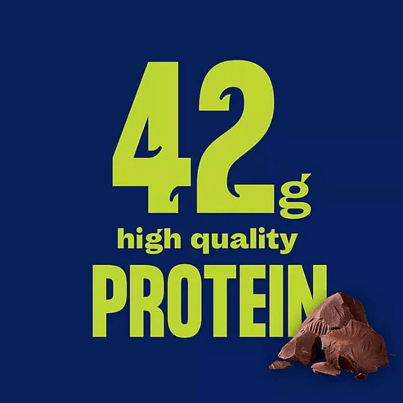 Core Power Protein Shake with 42g high quality protein on a blue background.