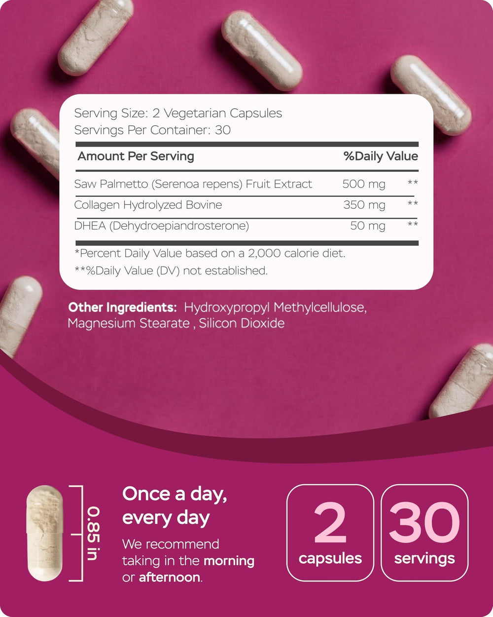 Saw Palmetto for Women 900Mg DHT Blocker for Hair Growth with DHEA Collagen Peptides Advanced Beauty Support Complex for Hair Skin Nails DHEA Supplement Thinning Support 60 Capsules