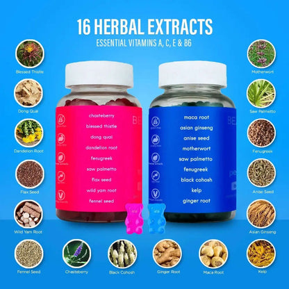 Women’s Support Supplement | Gummies Combo Pack featuring herbal extracts and essential vitamins.