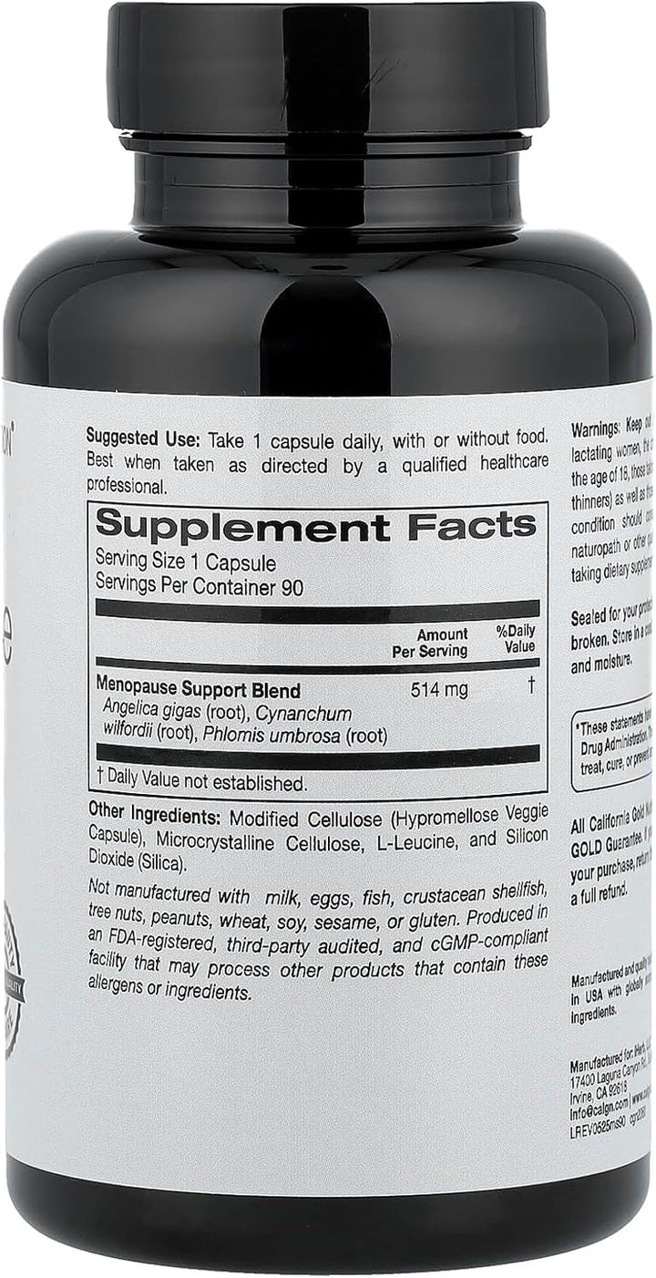 California Gold Nutrition Beauty, Menopause Support with Angelica Gigas, Cynanchum Wilfordii, Phlomis Umbrosa and L-Leucine, 90 Veggie Capsules