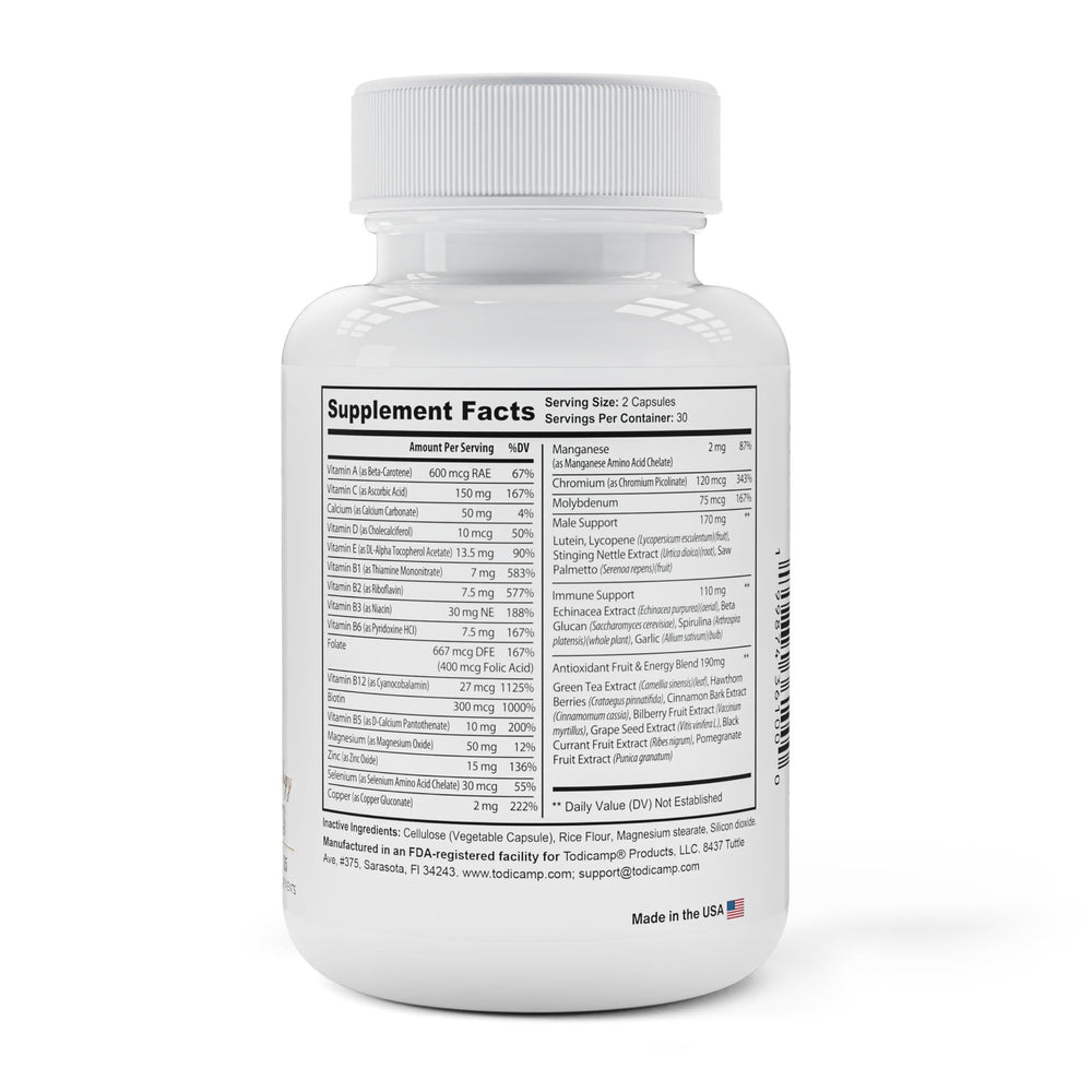 Melanin Rich Multivitamin for Men Daily Multivitamins 60 Capsules with B Complex Vitamins Vitamin D Zinc Saw Palmetto & Antioxidants 2 a Day 60 Capsules