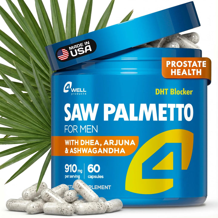 Saw Palmetto for Men &amp; Prostate Health Supplements with Arjuna Extract Advanced Formula Saw Palmetto Arjuna Bark Extract W DHEA Ashwagandha 900Mg DHT Blocker for Hair Support
