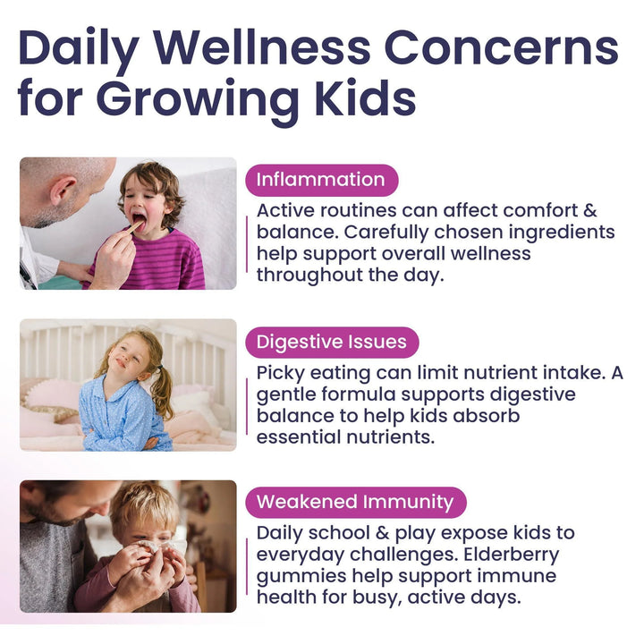 Elderberry Gummies for Kids 3 in 1 Immune Support with Zinc Vitamin C 60 Count Kids Elderberry Gummies for Daily Immunity Vegan Formula for Strong Immune Health